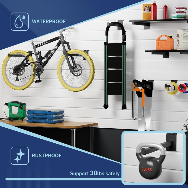 SINCHEEWAY 16 Pack Heavy Duty Tube Slatwall Shelf Brackets, Metal Tubular Slat Wall Brackets with Lip, Slatwall Accessories for Garage, Retail, and Home Storage (12 Inch) - Image 4